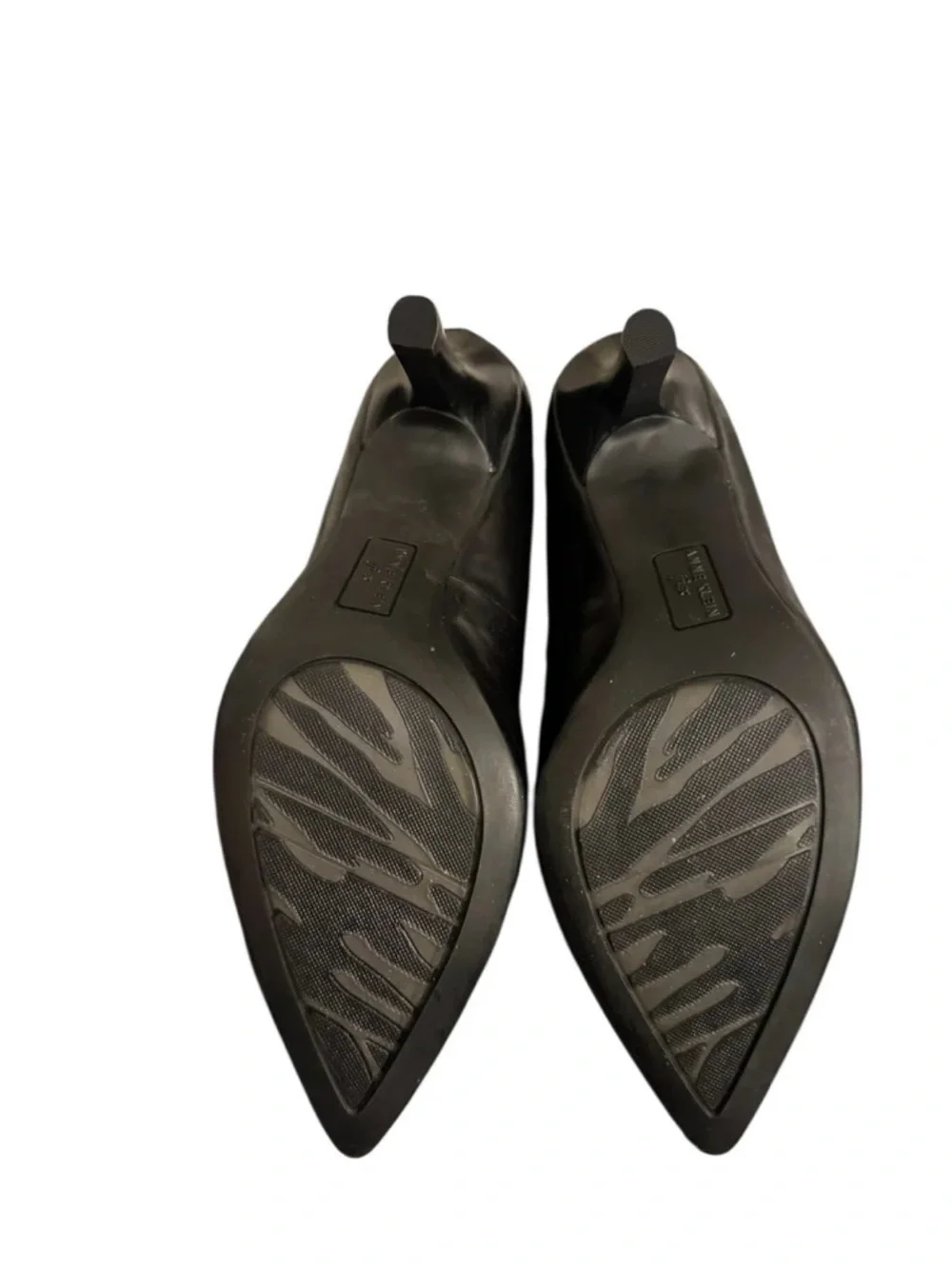 Anne Klein iFlex Black Leather Pointed Toe Kitten Heel Zip Back Pumps 8.5